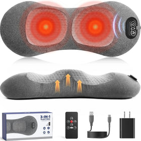 PakWizz 3-in-1 lumbar pillow with remote control for easy adjustments while working or traveling.