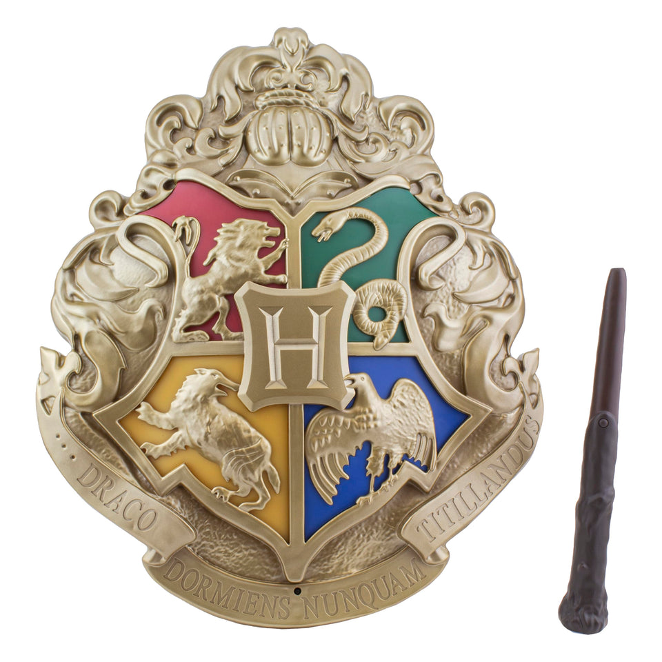 Paladone Hogwarts Crest Lamp front view for ambient room lighting and display