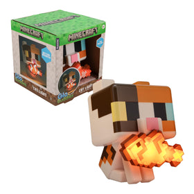 Paladone Minecraft Cat GloBuddies Light glows softly on a desk.