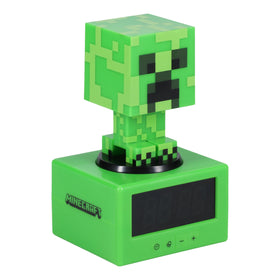 Paladone Minecraft Creeper Alarm Clock full view for a gamer’s desk