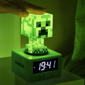 Paladone Creeper alarm snooze button close-up for easy wake-ups