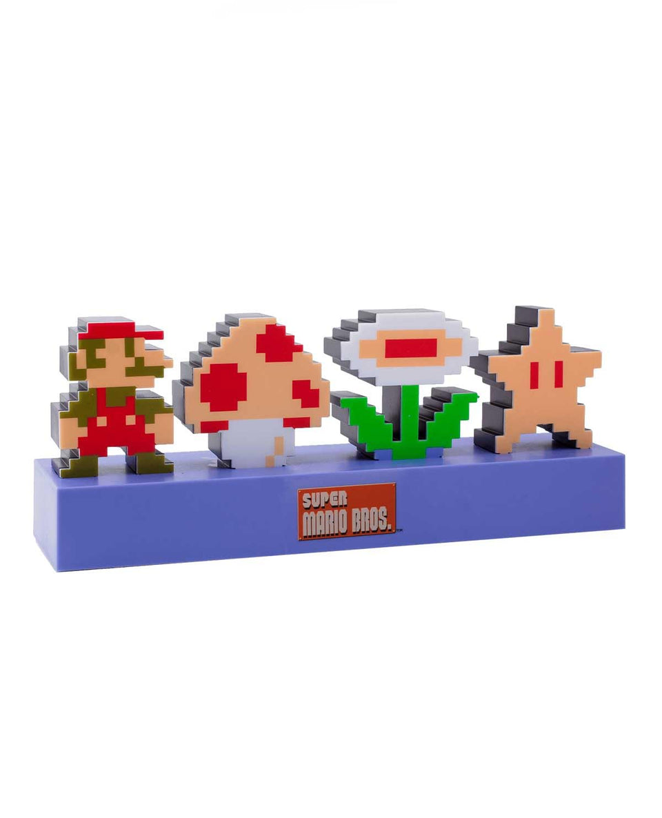 Paladone Super Mario Icons Light, front view glowing for cozy gaming decor
