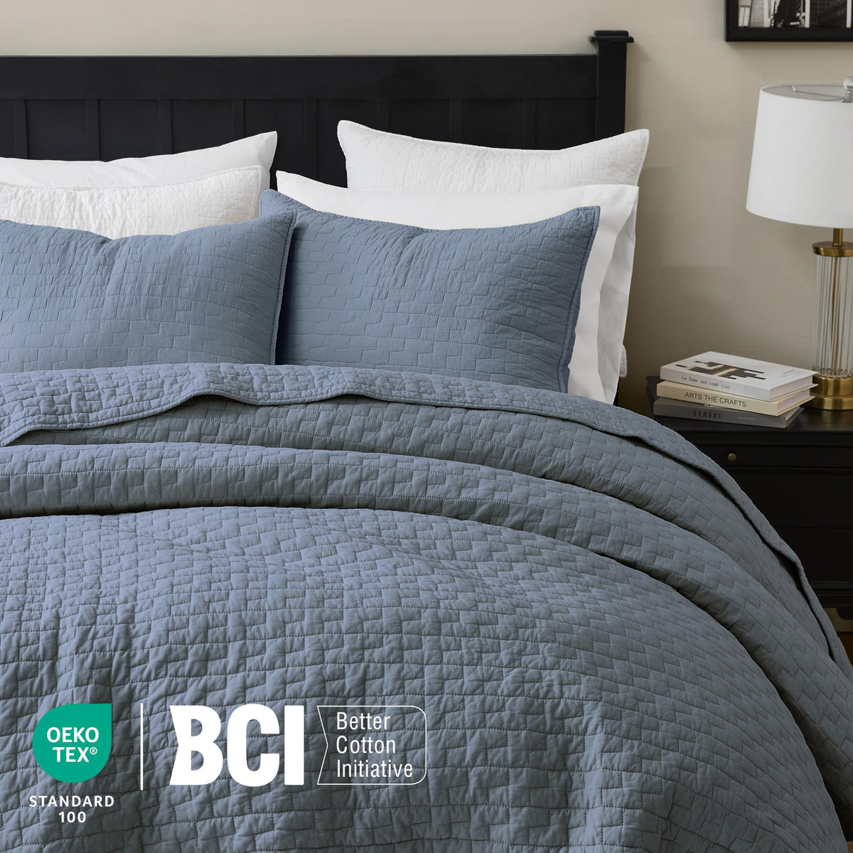 Palassio bedspread draped over bed demonstrates lightweight warmth for all seasons.