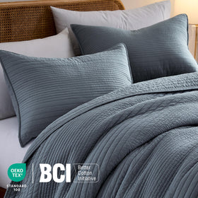 Palassio lightweight cotton bedspread on bed suitable for all seasons.