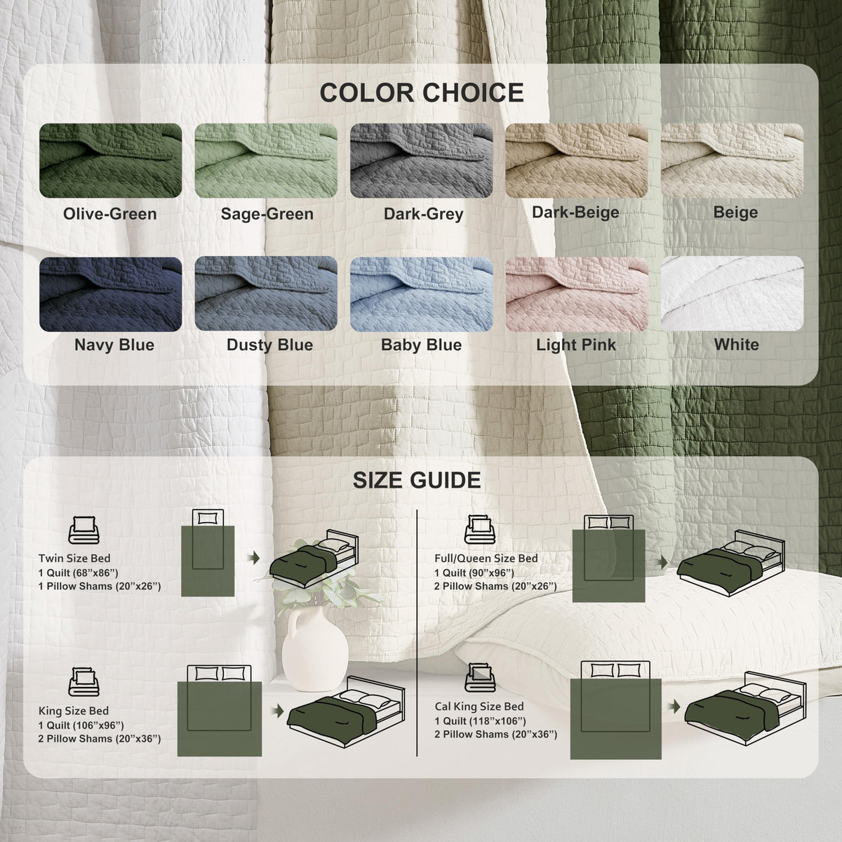 Palassio olive green bedding set on bed shows classic shabby chic vibe