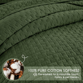 Palassio olive green bedspread soft texture on a neatly made bed