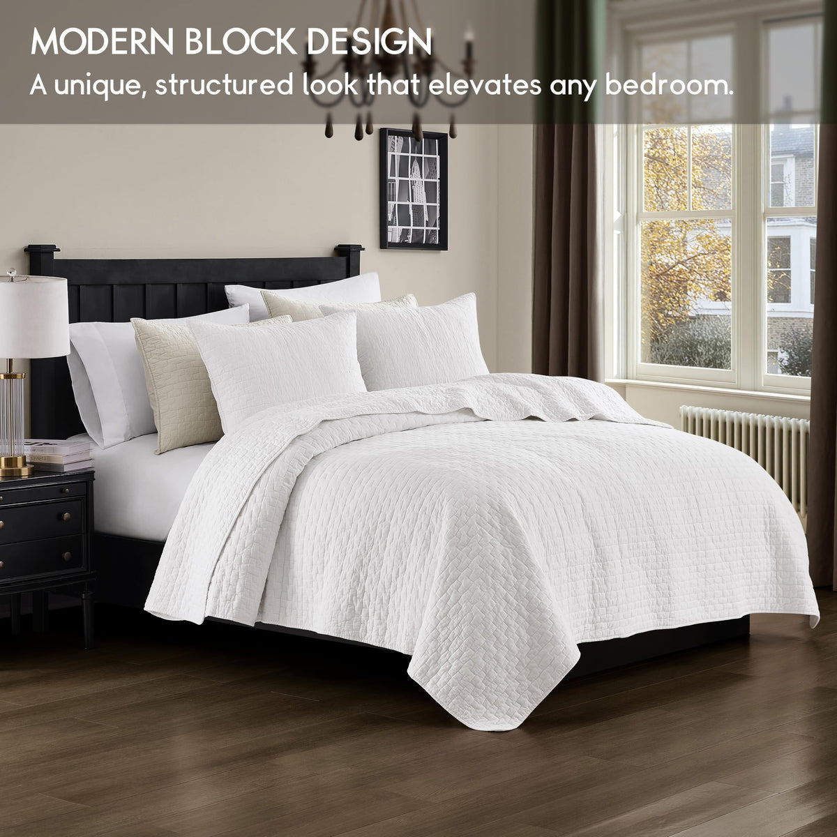 Palassio king quilt with shams on bed creating cozy look