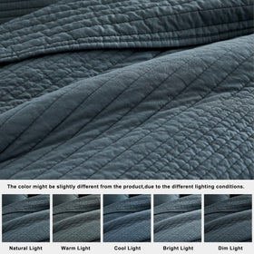 Palassio quilt draped over bed frame, demonstrating easy-care fabric and quick-drying properties.