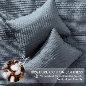 Palassio striped quilt close-up highlighting channel stitches and even fill distribution.