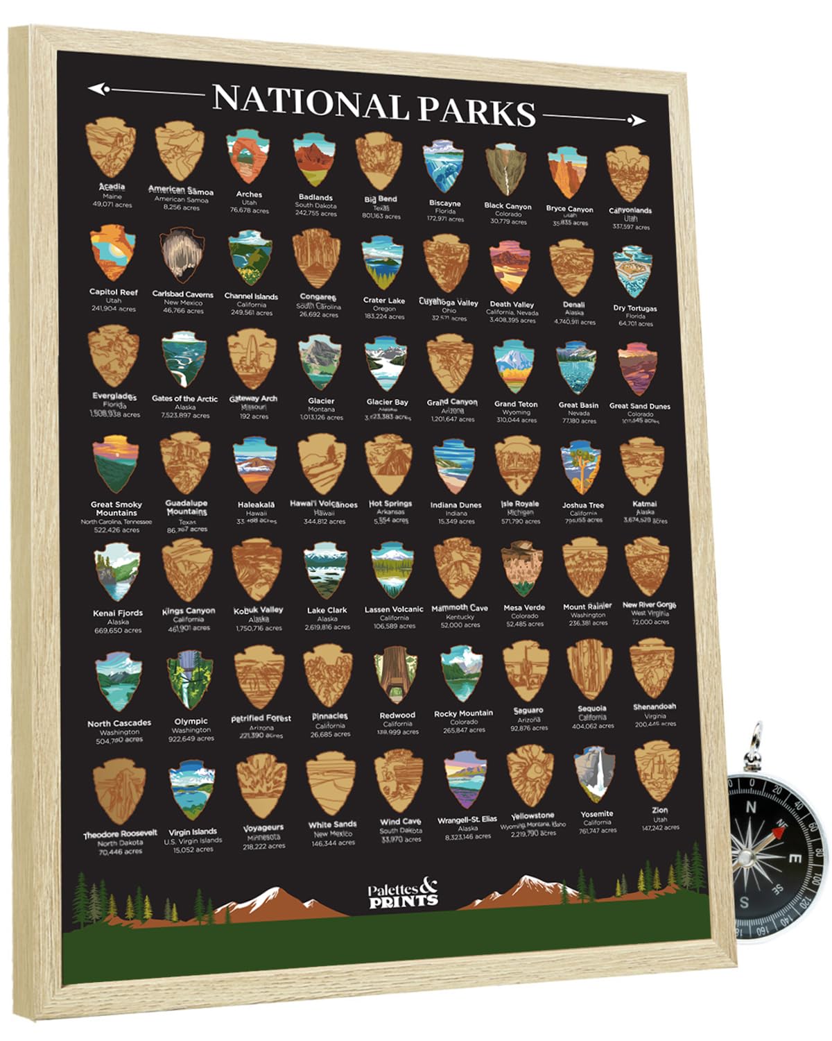 Palettes and Prints national park scratch-off poster reveals colorful parks and inspires future travel