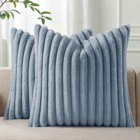Pallene faux rabbit fur front 18x18 cushion cover adds plush sofa comfort