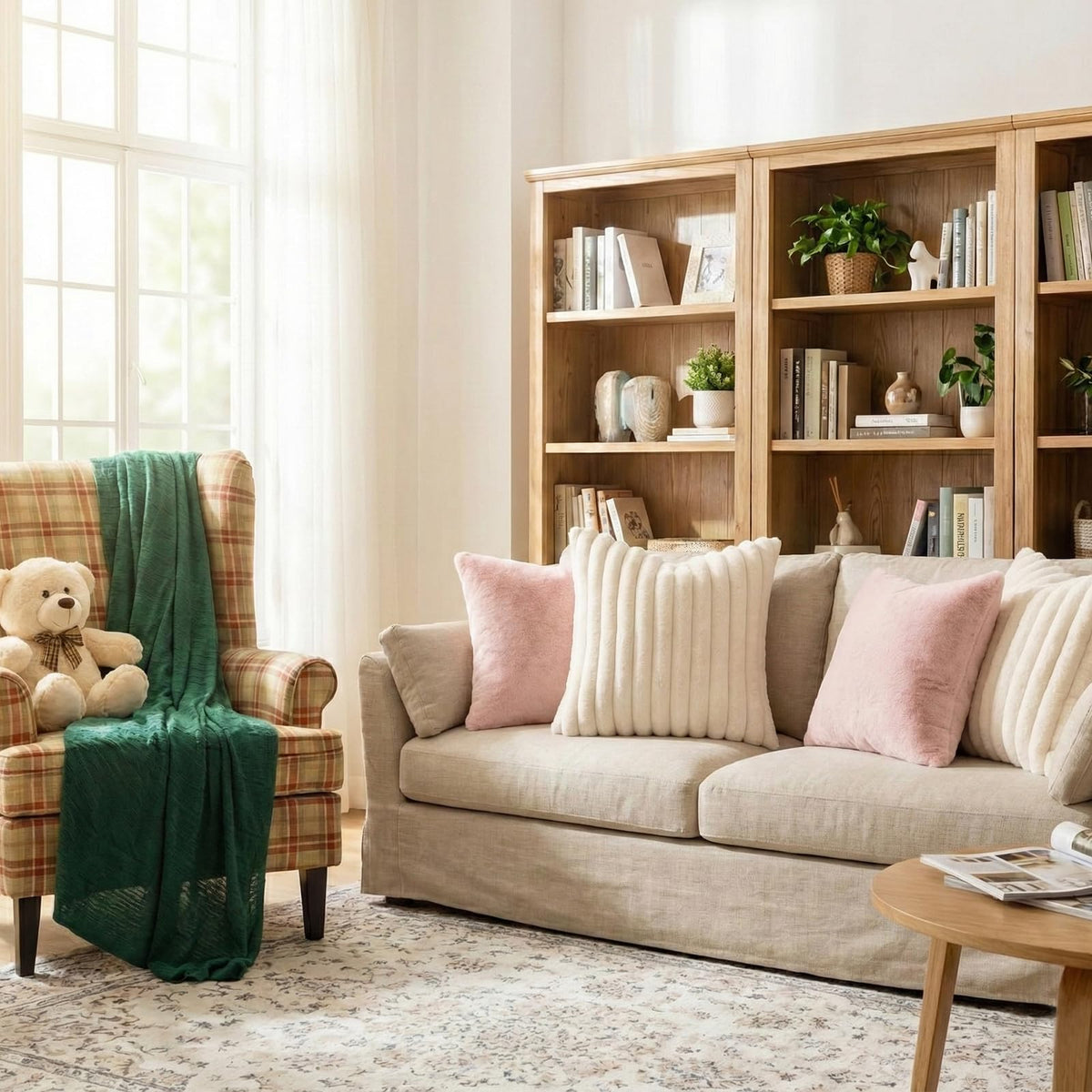 Pallene striped front creates visual interest on sofa cushions