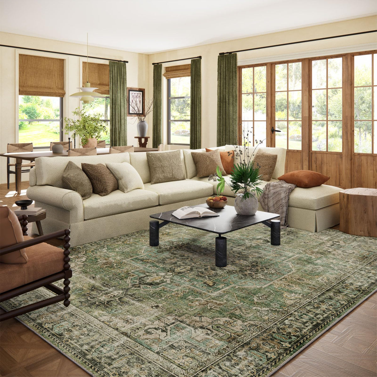 Palohom 8x10 washable rug for living room, machine washable and color-safe.