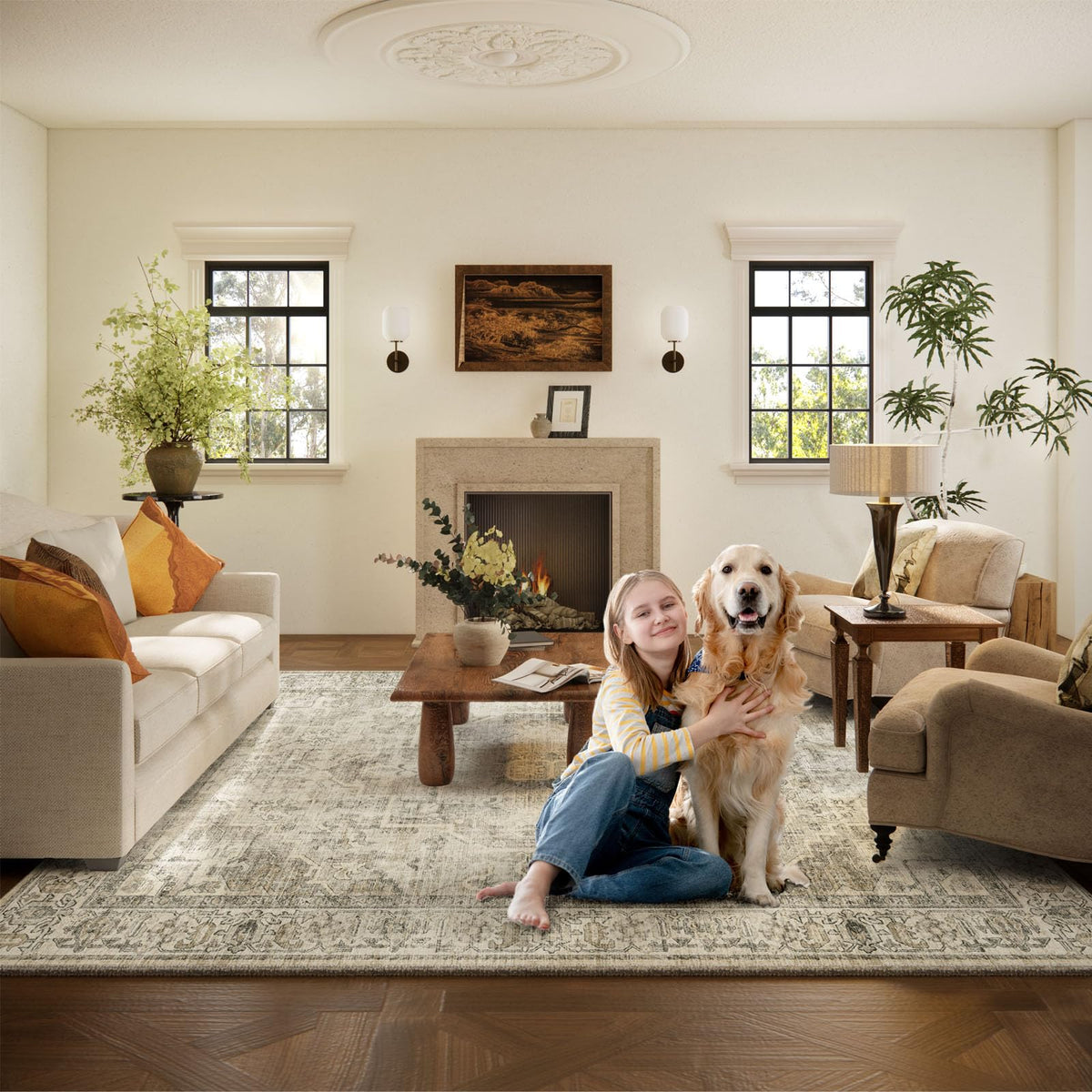 Palohom abstract pattern entryway rug blends with versatile home decor.