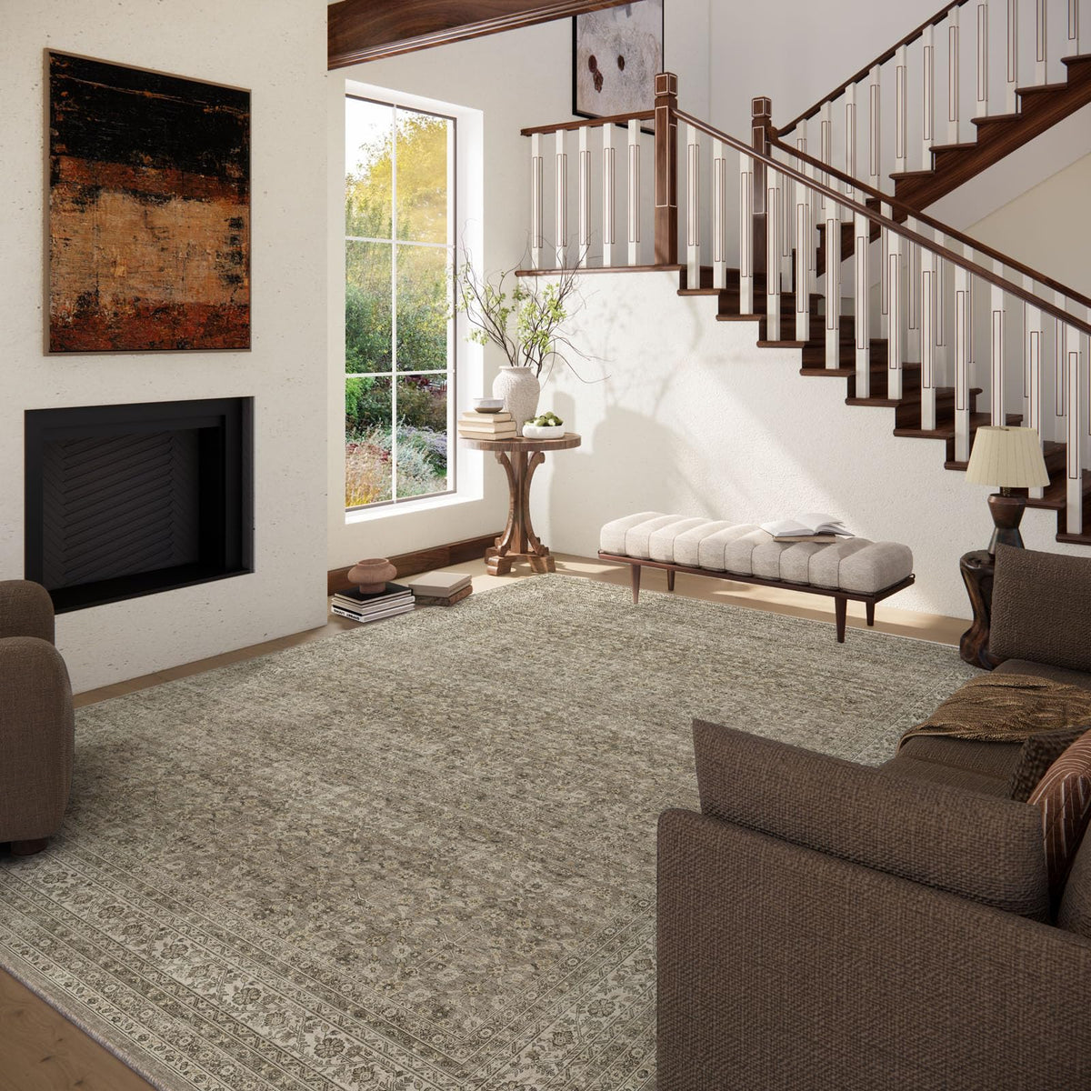 Palohom abstract rug with vintage pattern adding stylish flair to any room