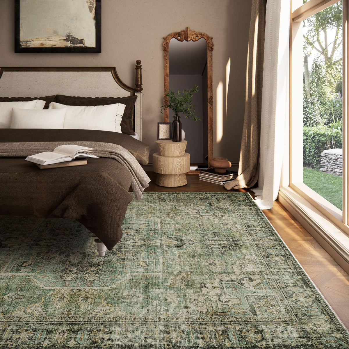 Palohom non-slip 8x10 rug with TPE backing keeps high-traffic areas in place.