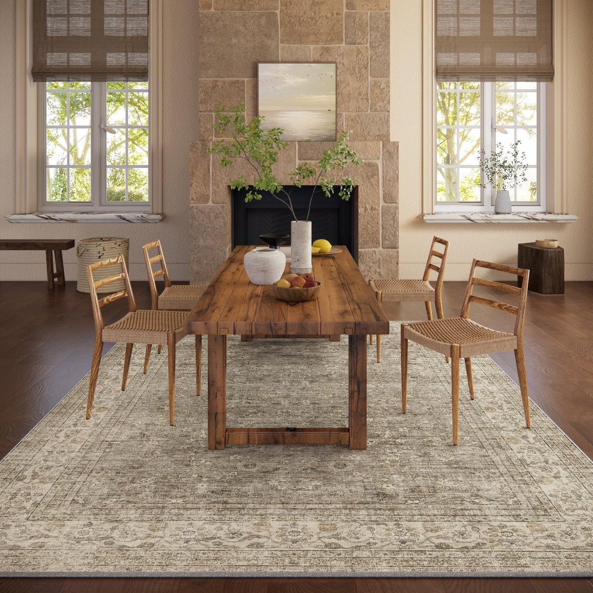 Palohom non-slip backing keeps the rug in place during busy family moments.