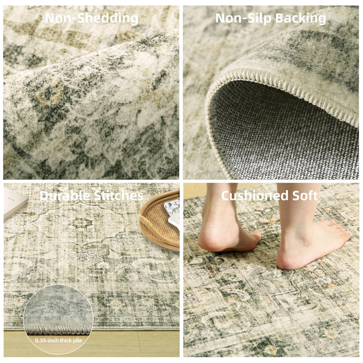 Palohom soft faux wool low pile rug feels luxurious under bare feet.