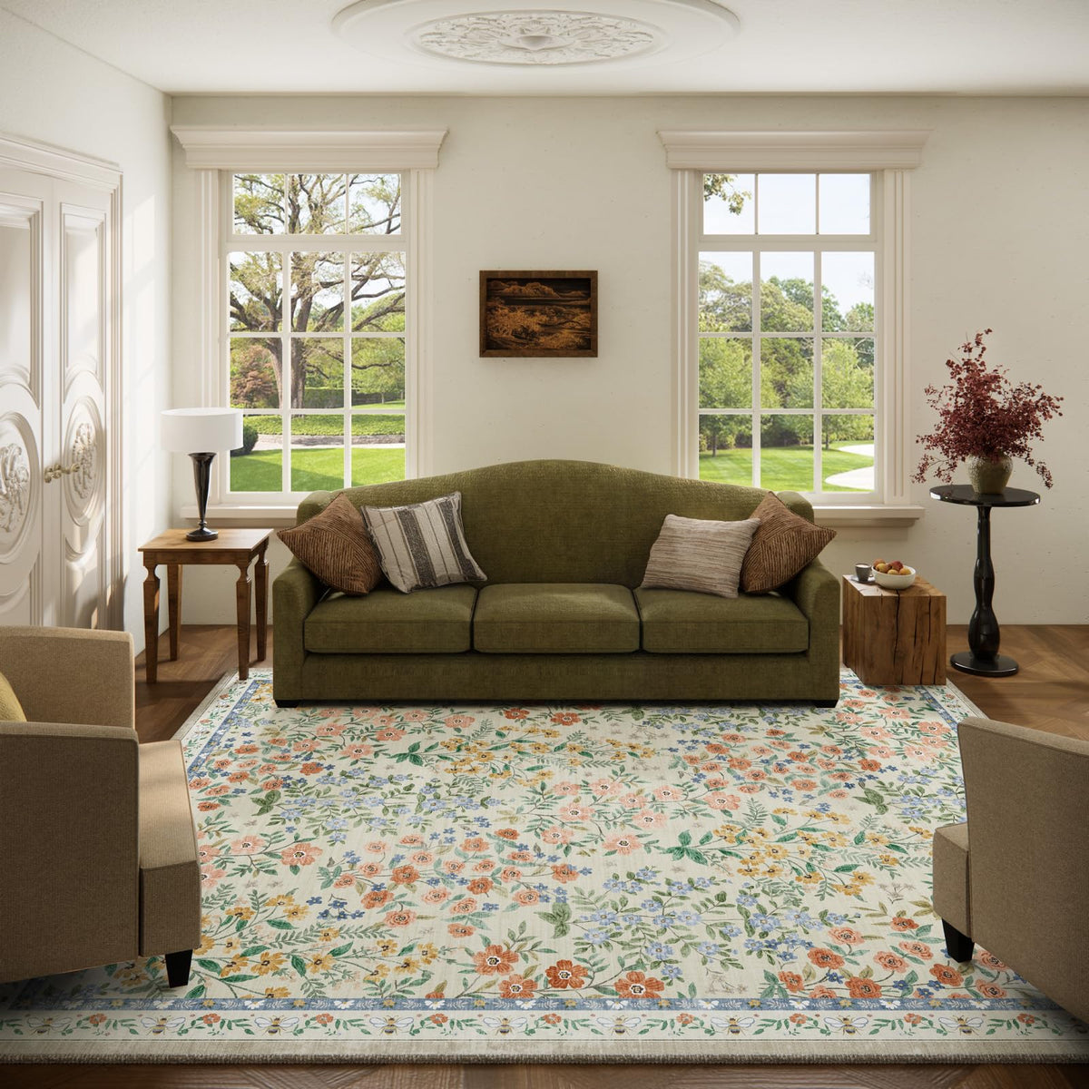 Palohom stain-resistant area rug wipes clean after spills
