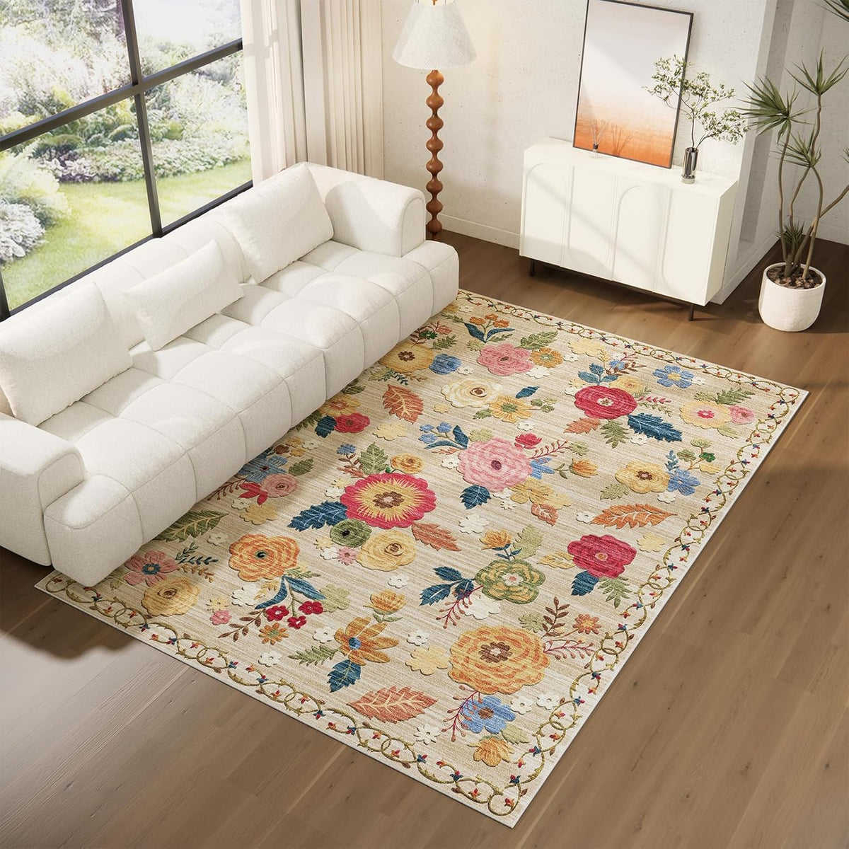 Palohom 8x10 rug machine washable simplifies spill cleanup.