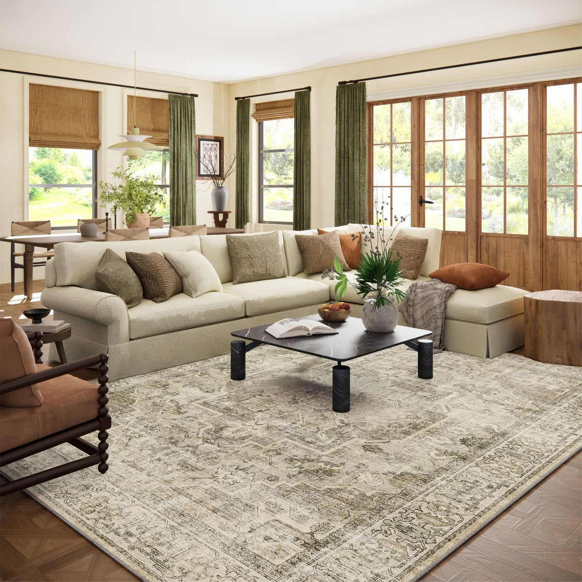 Palohom washable area rug with abstract design for busy living spaces.
