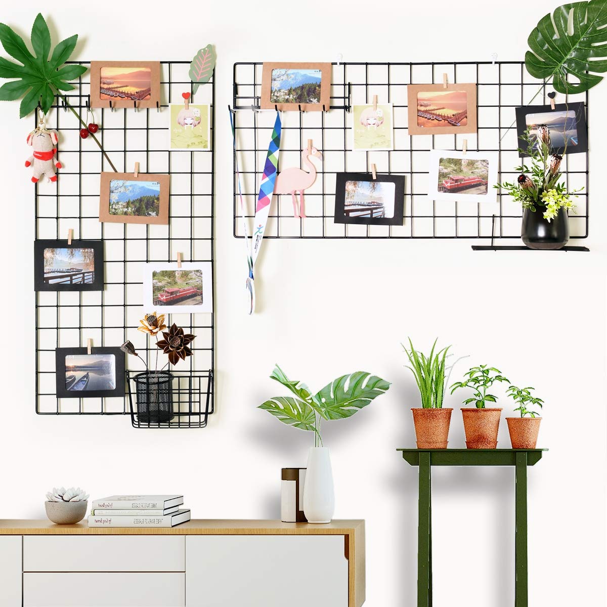 PAMANO photo display grid shows artwork and memories on wall.