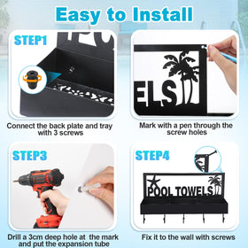 PAMASE installation guide image showing wall mounting with screws.