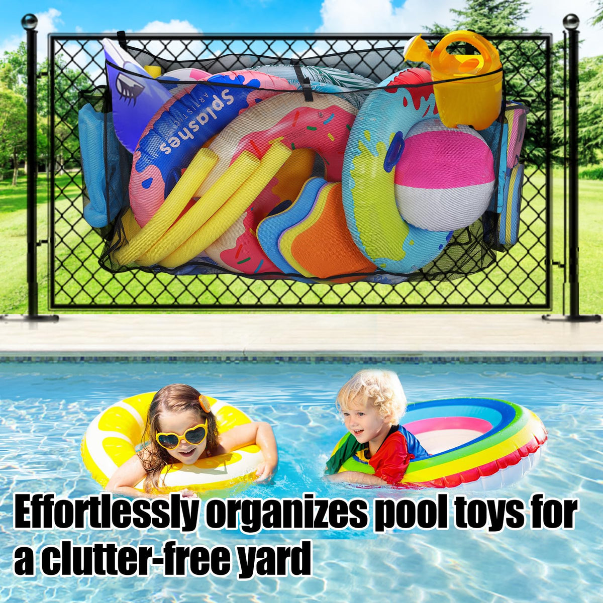 PAMASE pool toy storage bag foldable design for easy transport
