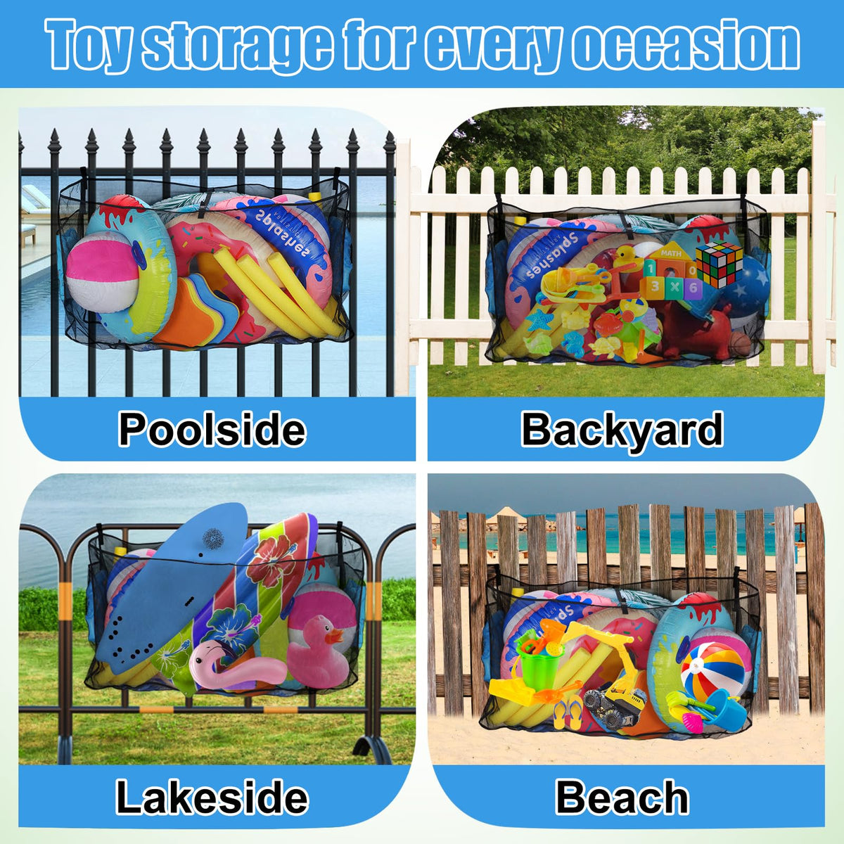 PAMASE pool toy storage bag versatile for poolside and other uses