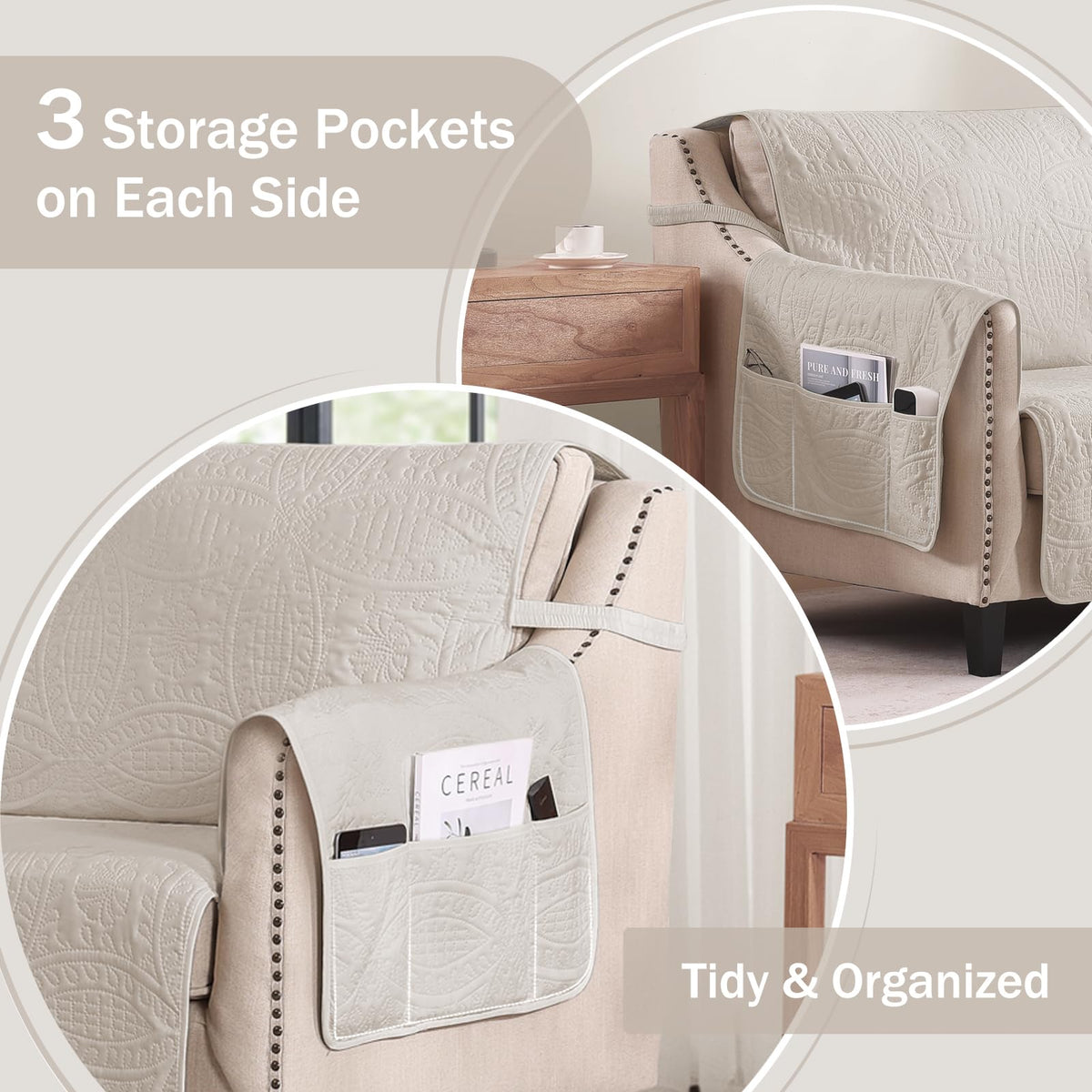 Pamhaven large sofa slipcover fits up to 68 inches for roomy sofas