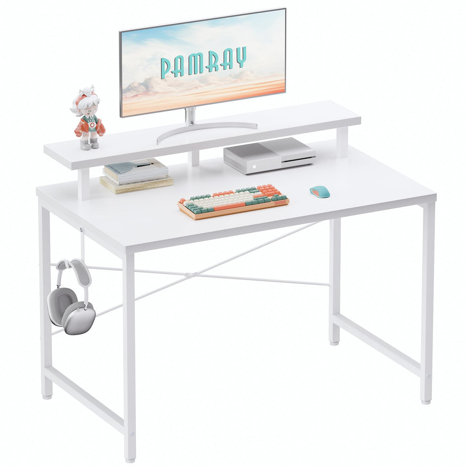 Pamray 32-inch desk with monitor stand for ergonomic screen positioning