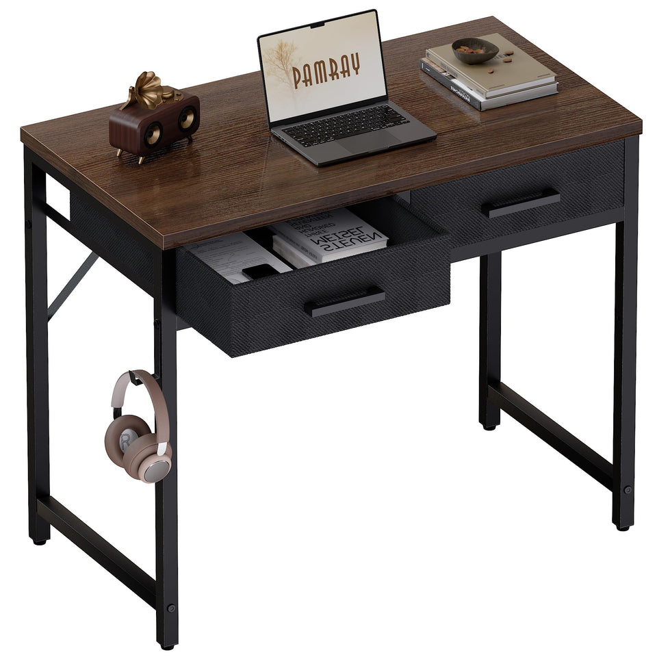 Pamray 32-inch brown desk front view showing compact design