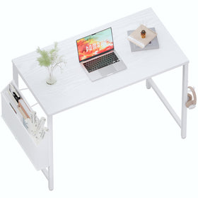 Pamray 32in desk front view in white, ideal for compact spaces.