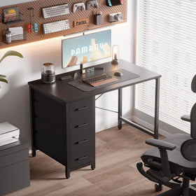Pamray desk side angle highlights sturdy X-brace for stability