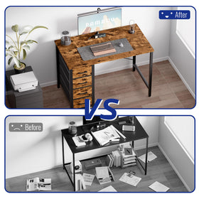 Pamray 32-inch desk assembly space with included tools.