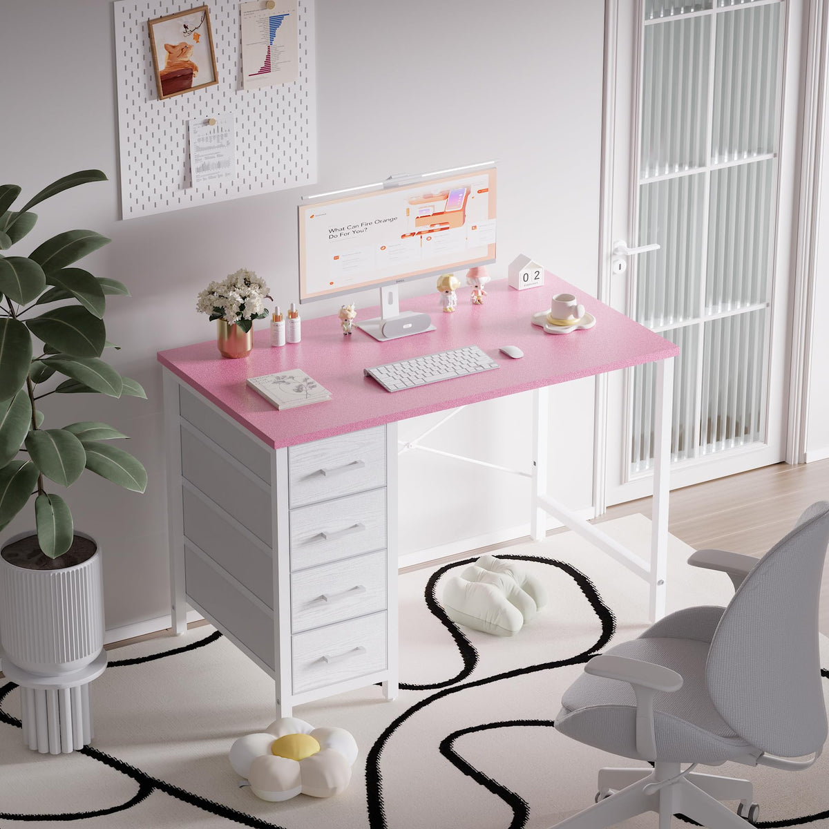 Pamray compact desk footprint fits small spaces while maximizing storage and desktop space.