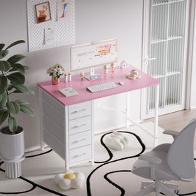 Pamray compact desk footprint fits small spaces while maximizing storage and desktop space.