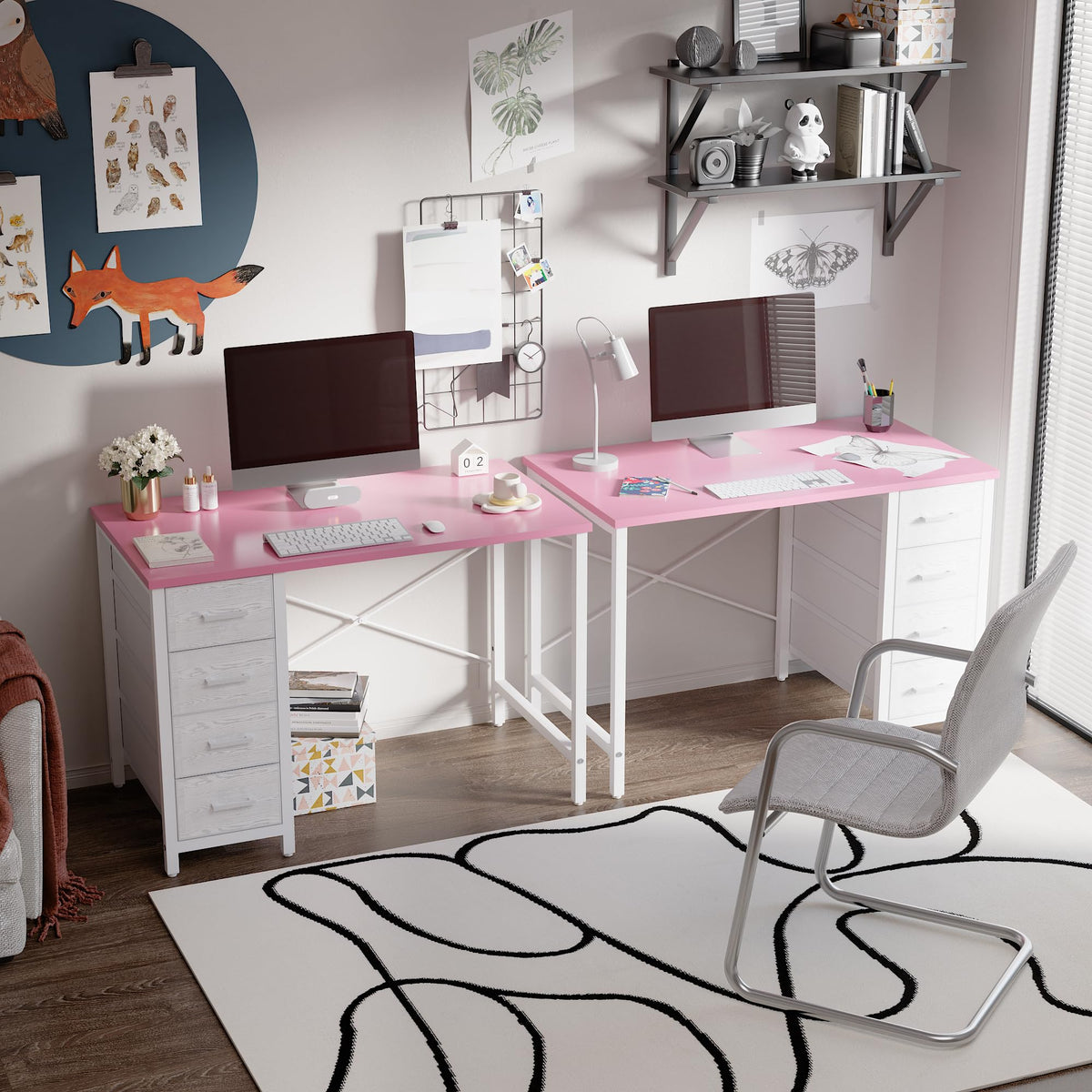 Pamray desk features sturdy X-back brace for stable, level work surfaces.