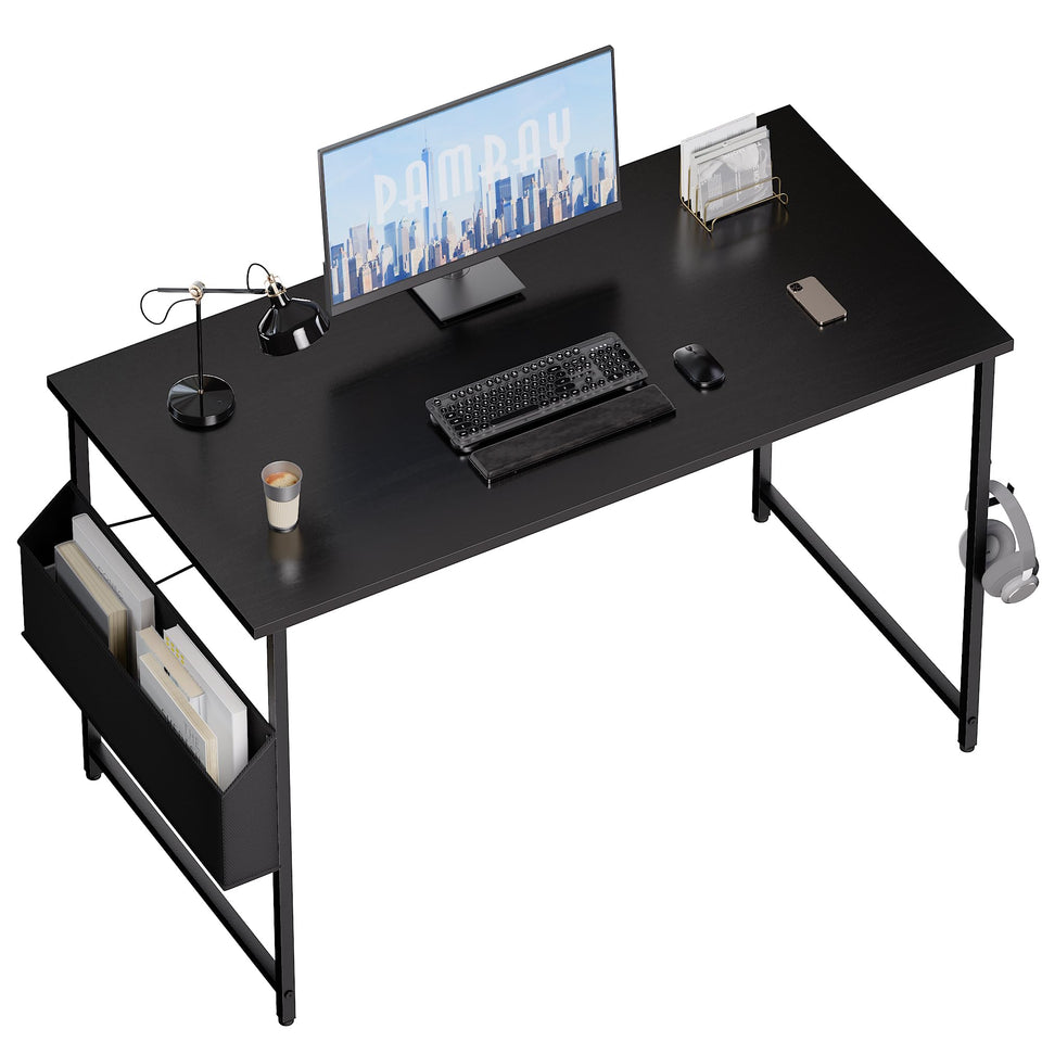 Pamray 47-inch desk front view with ample writing surface for tasks and gaming.