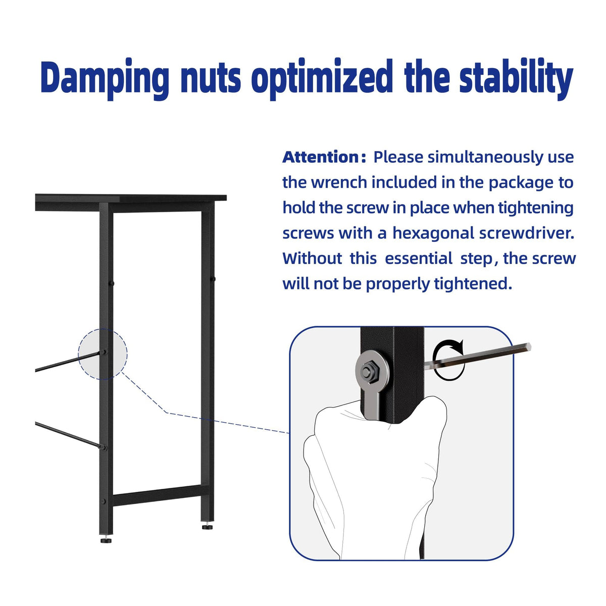 Pamray assembly-friendly desk shown with quick setup steps.