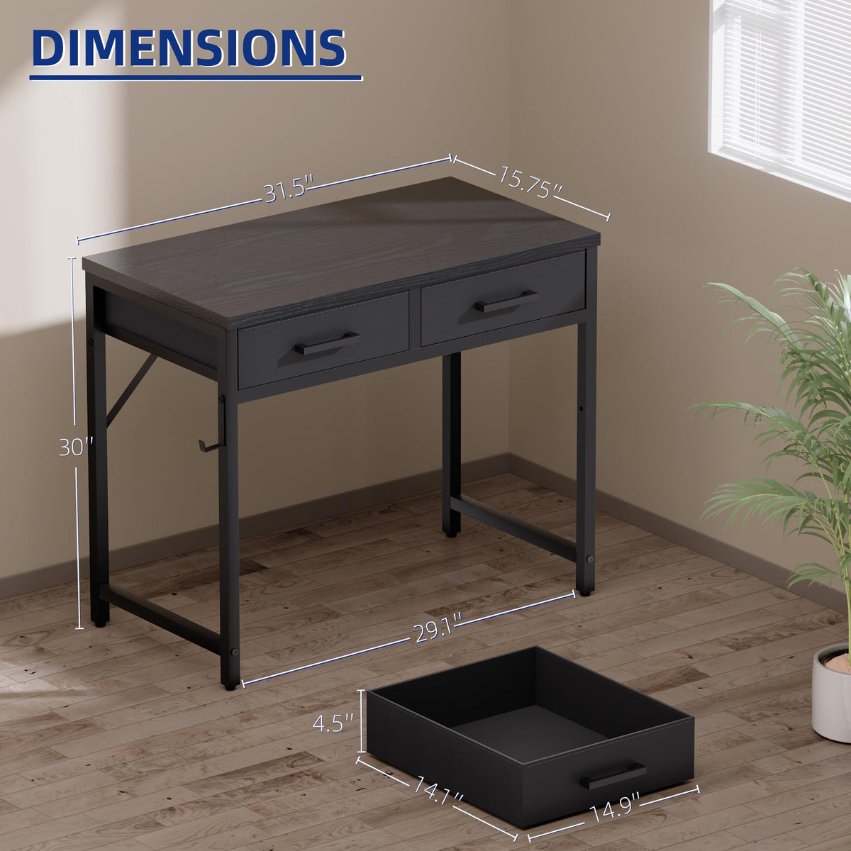 Pamray compact desk ideal for bedroom, dorm, or home office