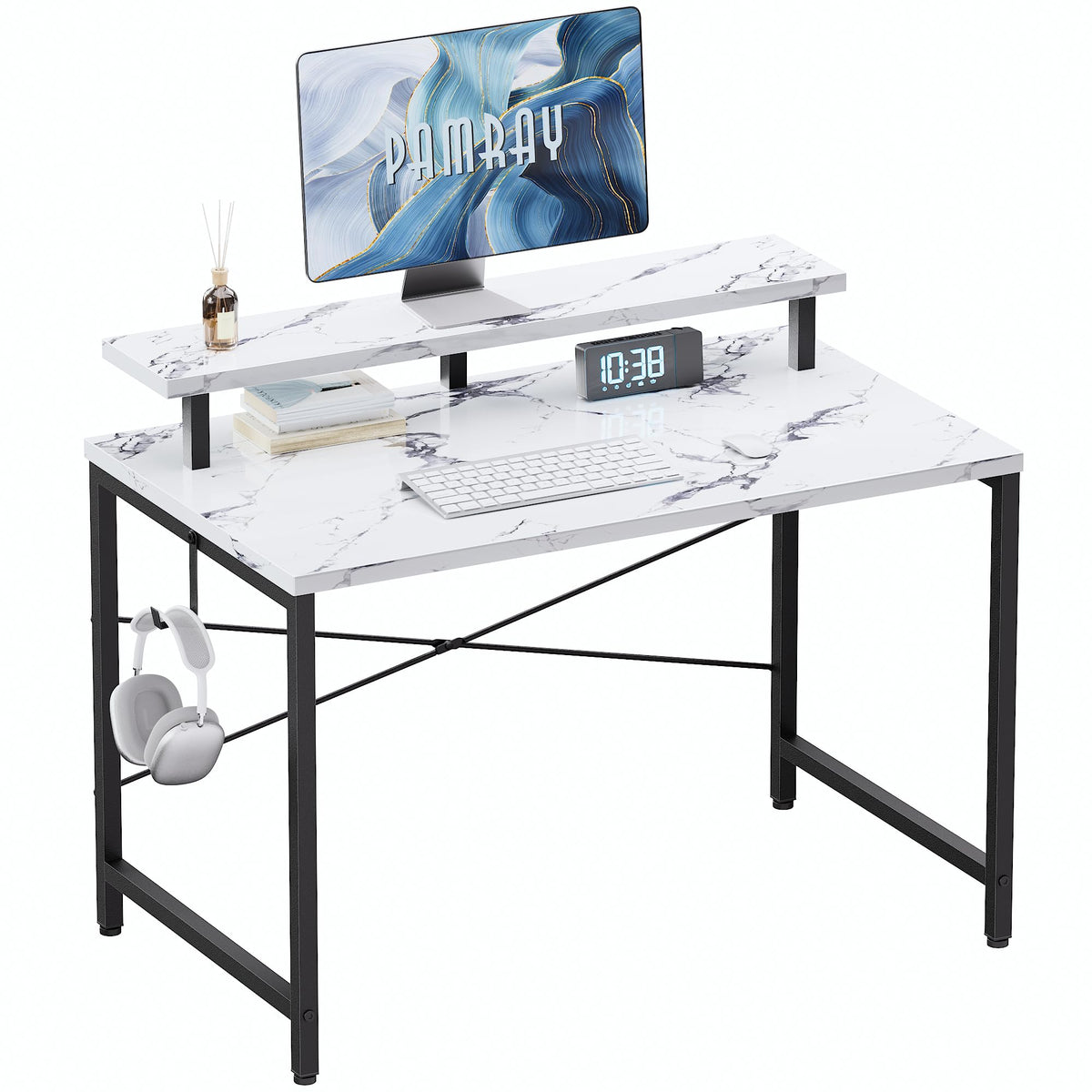 Pamray marble desk surface ideal for compact, organized workspaces.