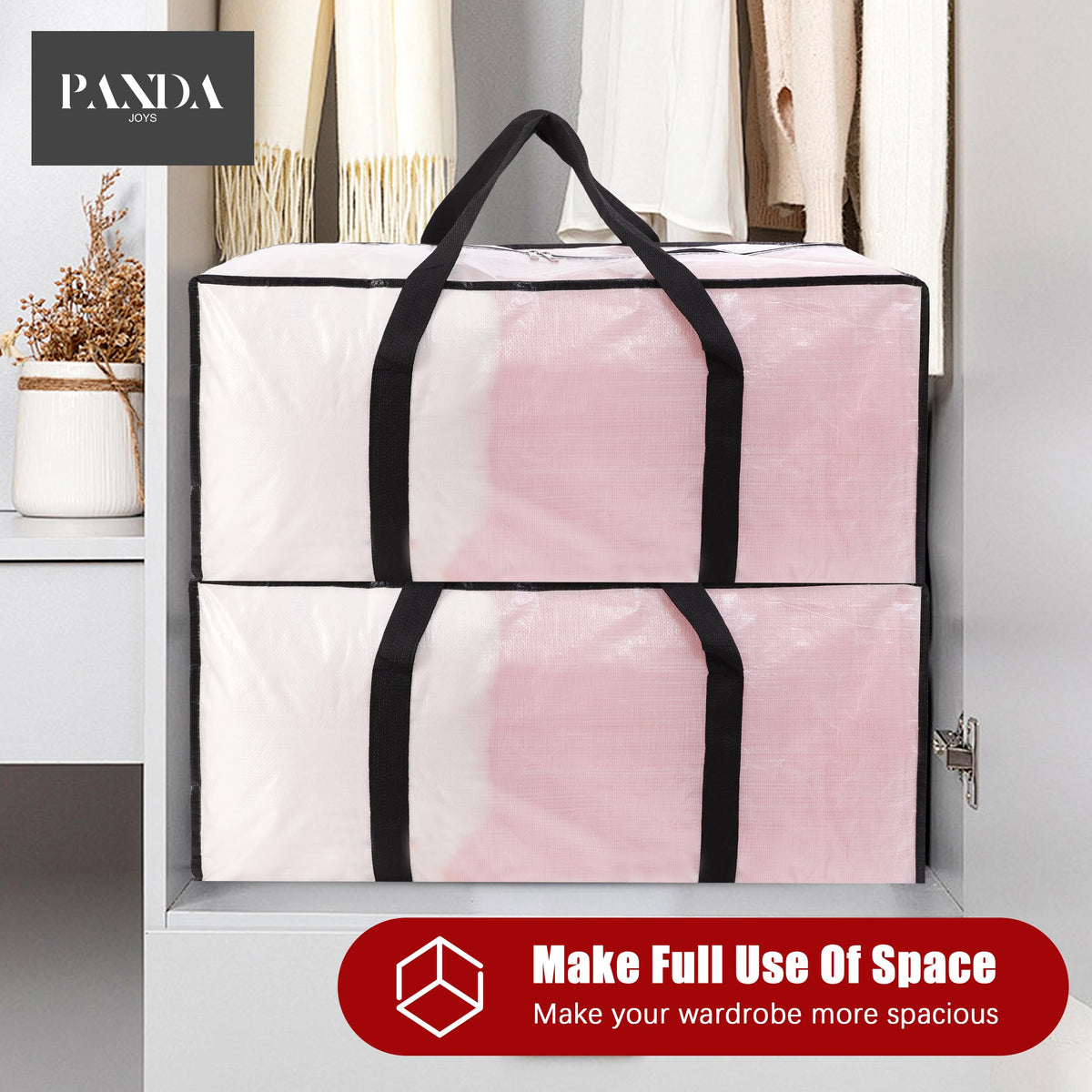 Panda Joys bag in a dorm room showing clutter-free storage