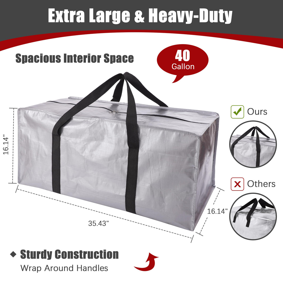 PANDA JOYS moving bag with side handles for easy transport.