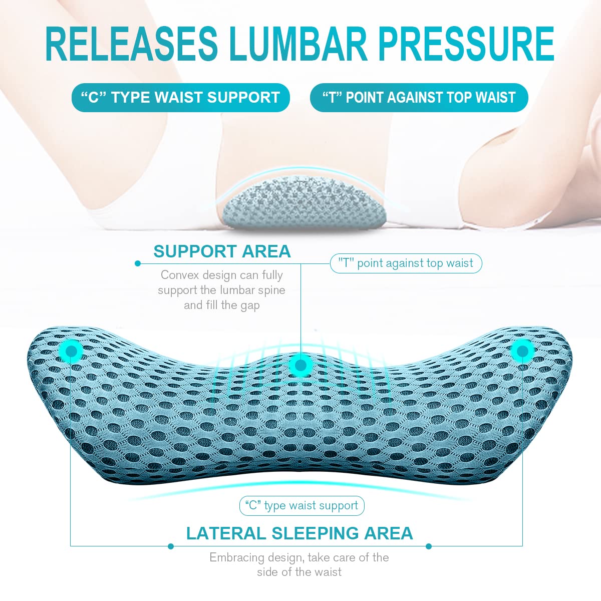 Panduo lumbar support pillow on a car seat demonstrating travel comfort