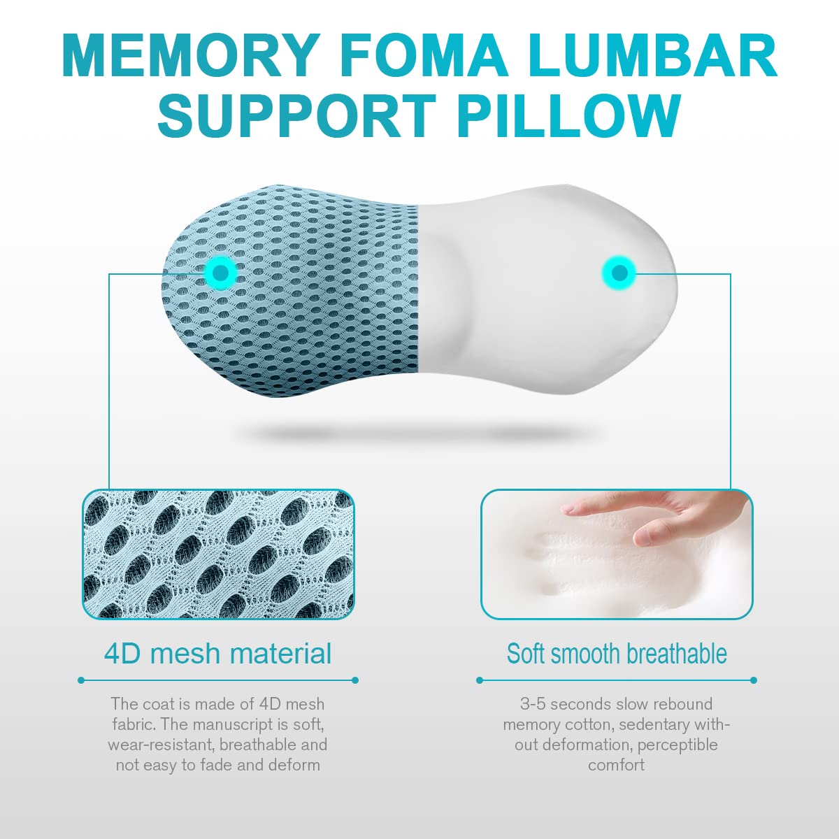 Close view of Panduo memory foam core contouring to the spine