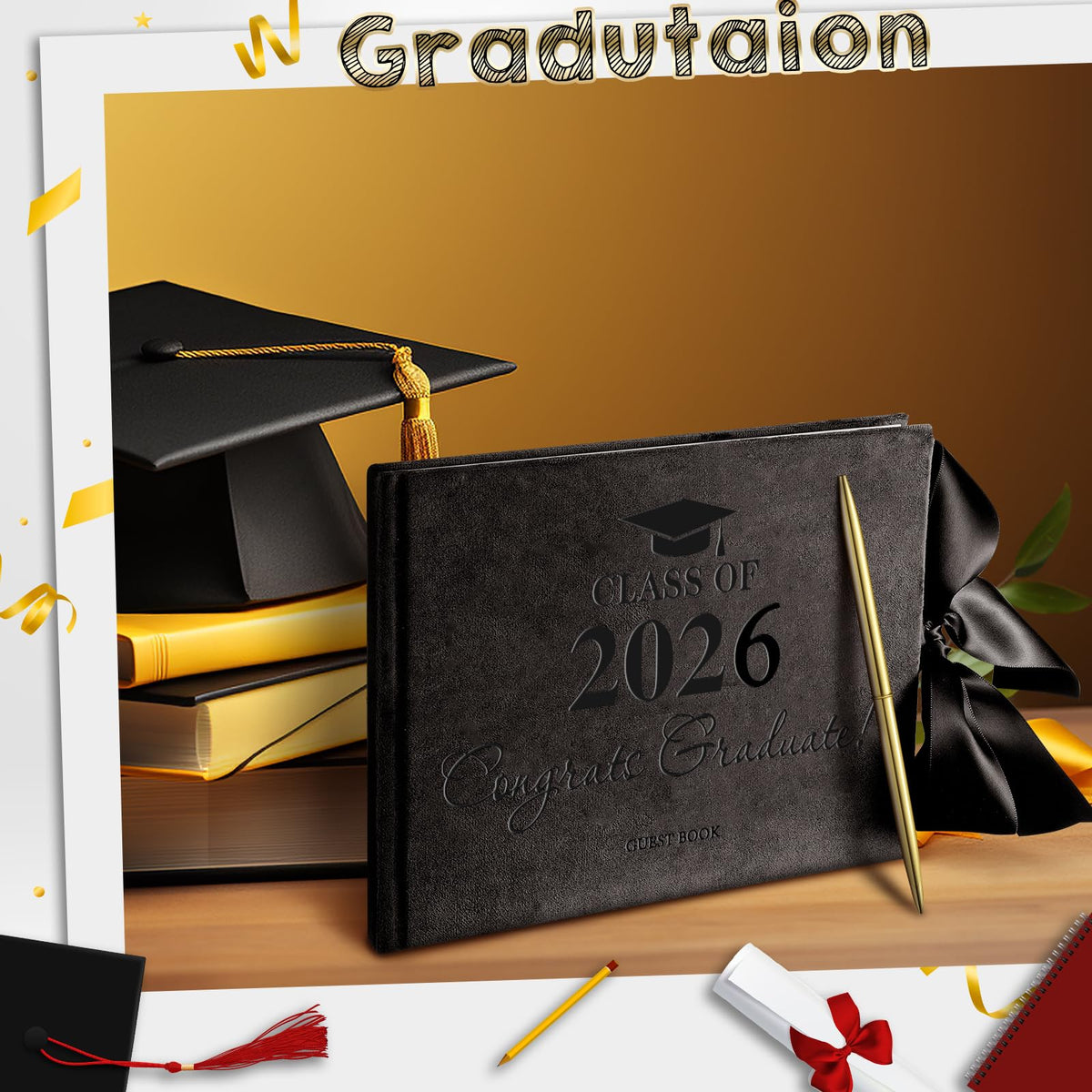 Panelee black velvet cover with bow adds timeless elegance to the memory keepsake.