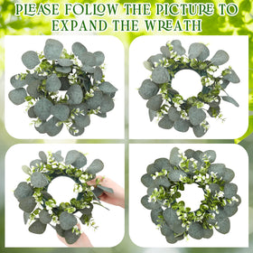 Panelee eucalyptus candle ring texture-detail shows durable silk leaves and realistic appearance.