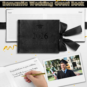 Panelee graduation book measures 9x7 inches, ideal for guest handwriting.