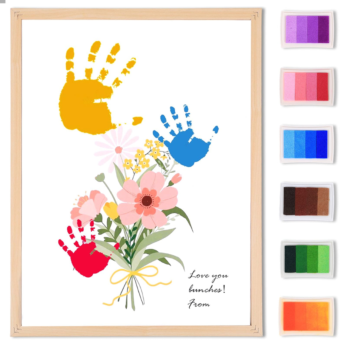 PANIED Flower Bouquet handprint art card ready for display and gifting.